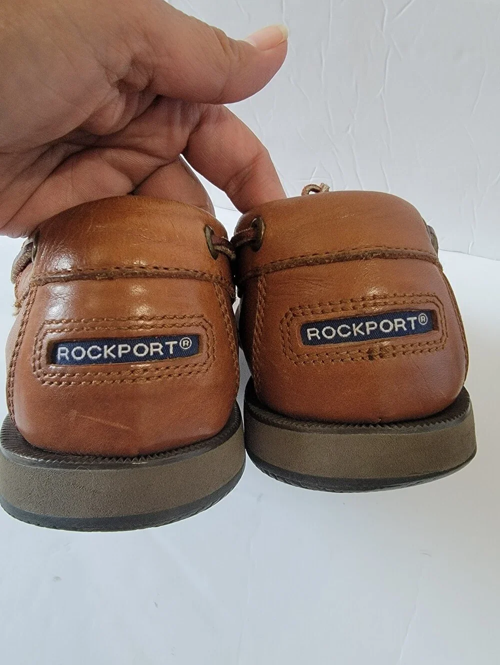 Rockport Mens Brown Boat Shoes Sz 9.5M Leather Classic Moc Toe Casual Comfort